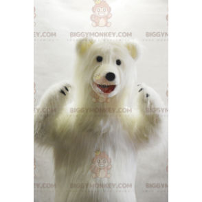 Costume mascotte BIGGYMONKEY™ da orso polare molto peloso.