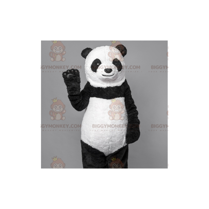 Costume de mascotte BIGGYMONKEY™ de panda d'ours noir et blanc.