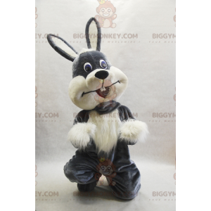Söt lurvig grå och vit kanin BIGGYMONKEY™ maskotdräkt -