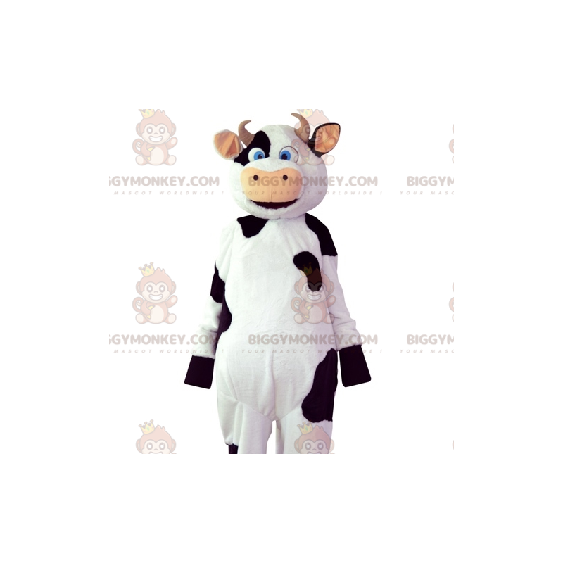 Weiße und schwarze Kuh BIGGYMONKEY™ Maskottchen-Kostüm. Kuh