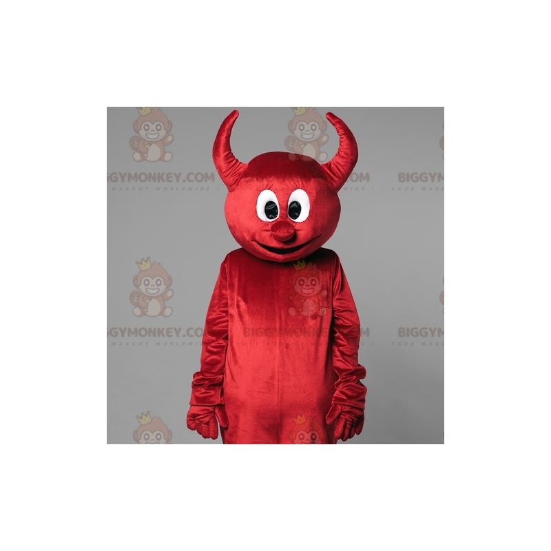 Traje de mascote BIGGYMONKEY™ de diabo vermelho com chifres.