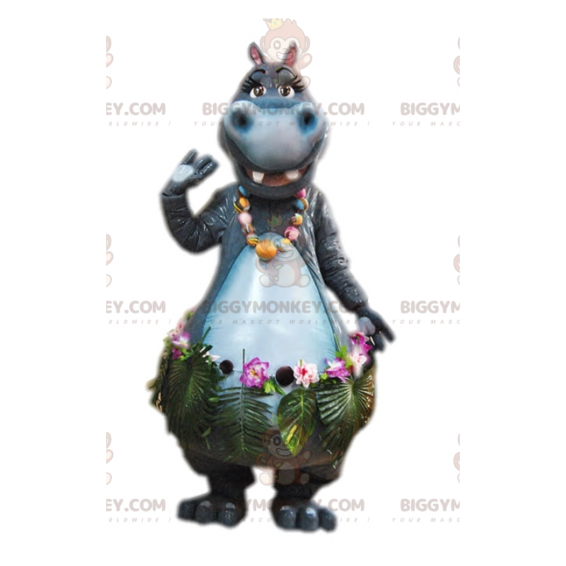 Costume de mascotte BIGGYMONKEY™ d'hippopotame gris avec une