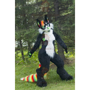 Black and White Fox Cat BIGGYMONKEY™ Mascot Costume -