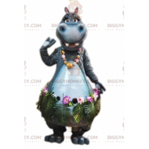 Fantasia de mascote BIGGYMONKEY™ hipopótamo cinza com saia