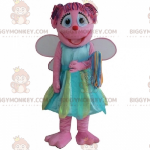 Costume da mascotte BIGGYMONKEY™ da fata rosa sorridente con