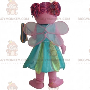 Kostým s usměvavou růžovou vílou BIGGYMONKEY™ s barevnými šaty