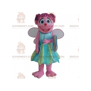 Costume da mascotte BIGGYMONKEY™ da fata rosa sorridente con