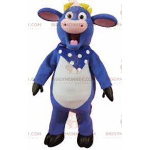 BIGGYMONKEY™ Costume da mascotte mucca blu bianco e rosa con