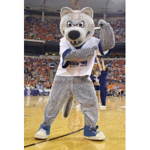 Disfraz de mascota de oso gris BIGGYMONKEY™ en ropa deportiva -