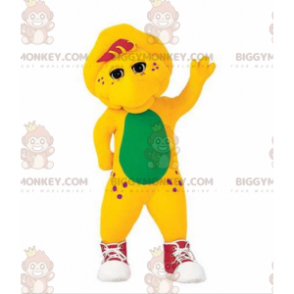 Costume mascotte BIGGYMONKEY™ dinosauro giallo e verde con