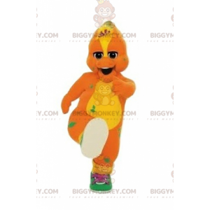 Costume mascotte BIGGYMONKEY™ dinosauro arancione e giallo con