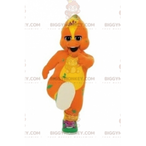 Traje de mascote de dinossauro laranja e amarelo BIGGYMONKEY™