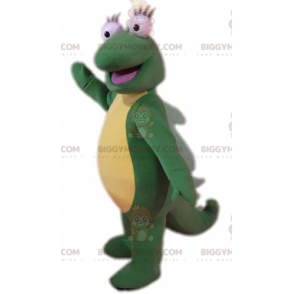 Funny Giant Green and Yellow Dinosaur BIGGYMONKEY™ Mascot