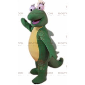 Costume de mascotte BIGGYMONKEY™ de dinosaure vert et jaune