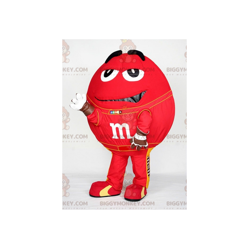 Gigantisch rood M&M's BIGGYMONKEY™-mascottekostuum.