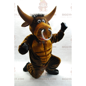 Costume de mascotte BIGGYMONKEY™ de taureau marron musclé très