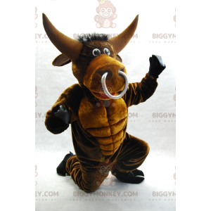 Disfraz de mascota BIGGYMONKEY™ de toro marrón musculoso muy