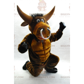 Disfraz de mascota BIGGYMONKEY™ de toro marrón musculoso muy