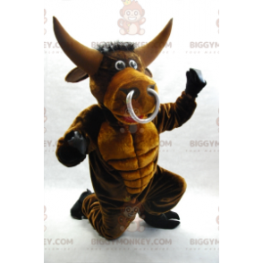 Very Awesome Muscular Brown Bull BIGGYMONKEY™ Mascot Costume –