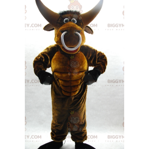 Costume de mascotte BIGGYMONKEY™ de taureau marron musclé très