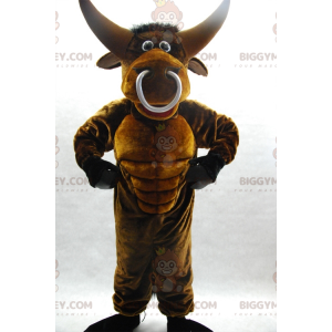 Traje de mascote BIGGYMONKEY™ de touro marrom musculoso muito