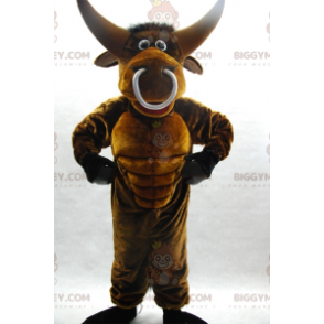 Very Awesome Muscular Brown Bull BIGGYMONKEY™ Mascot Costume –