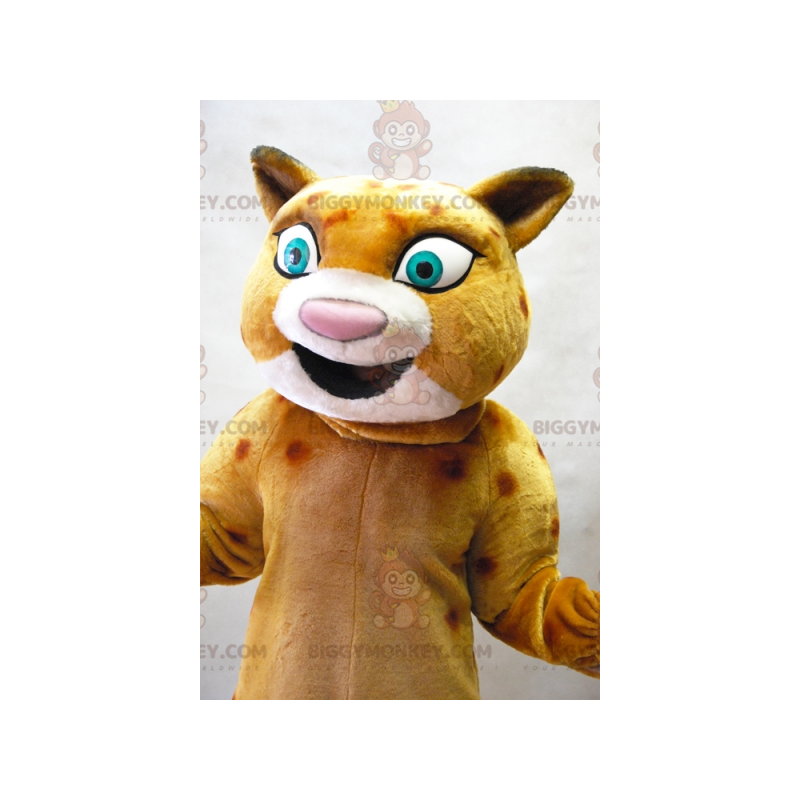 BIGGYMONKEY™ Mascot Costume Orange Beige Leopard With Big Green