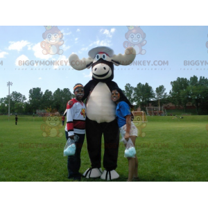 Zwart-wit Caribou Moose BIGGYMONKEY™ mascottekostuum -