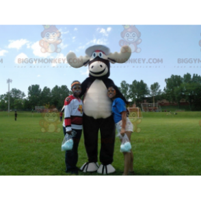 Costume mascotte BIGGYMONKEY™ di alce caribù bianco e nero -