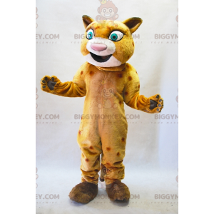 BIGGYMONKEY™ Maskotkostume Orange Beige Leopard med store