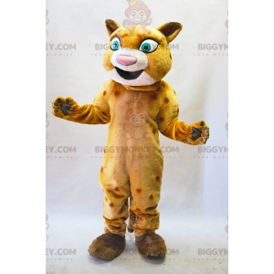 Traje de mascote BIGGYMONKEY™ Leopardo laranja bege com grandes