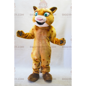 BIGGYMONKEY™ Mascot Costume Orange Beige Leopard With Big Green