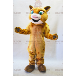 BIGGYMONKEY™ Mascottekostuum oranje beige luipaard met grote