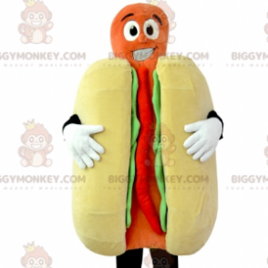 Kæmpe Hot Dog BIGGYMONKEY™ maskotkostume. fastfood kostume -