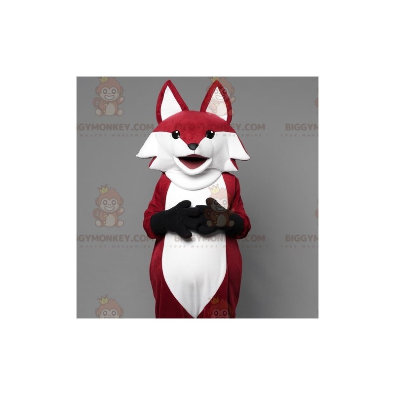 Realistisches BIGGYMONKEY™ Maskottchen-Kostüm aus rot-weißem