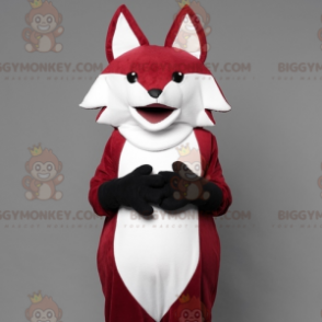 Disfraz realista de mascota de zorro rojo y blanco BIGGYMONKEY™