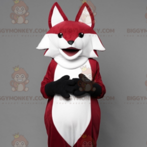 Ρεαλιστική ερυθρόλευκη στολή μασκότ BIGGYMONKEY™ της αλεπούς -