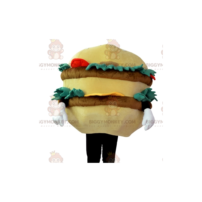 BIGGYMONKEY™ Maskottchen-Kostüm Riesen beige brauner Burger mit