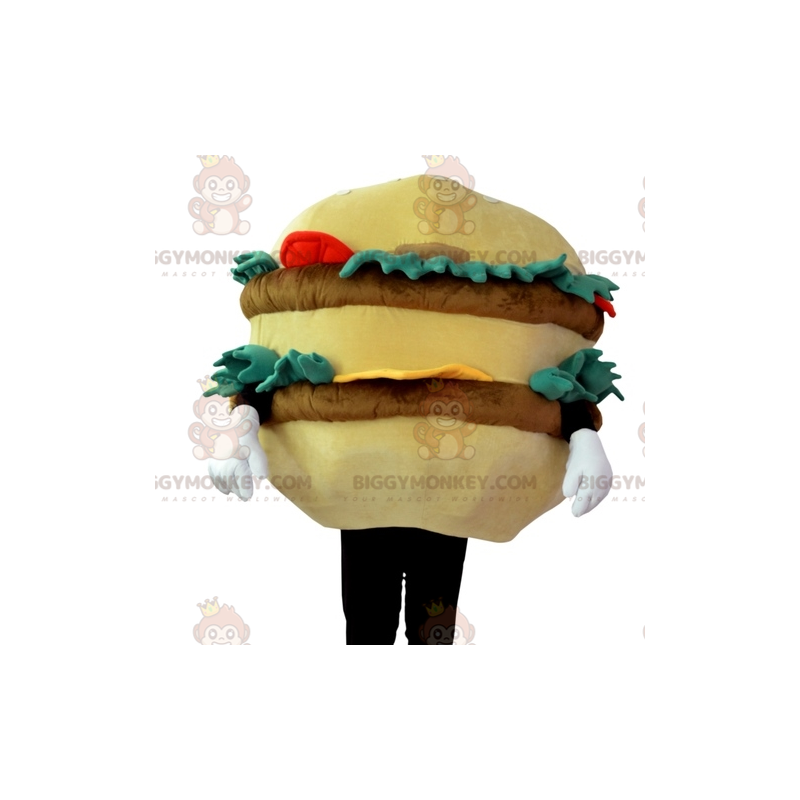 BIGGYMONKEY™ maskottiasu Giant beigenruskea hampurilainen