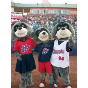 3 BIGGYMONKEY™s Tricolor Bear Raccoon Mascot - BiggyMonkey