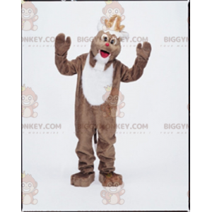 Costume da mascotte BIGGYMONKEY™ renna marrone e bianca.