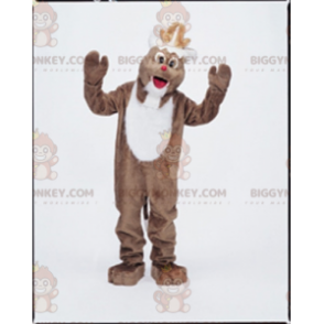 Kostým maskota hnědobílého soba BIGGYMONKEY™. Vánoční kostým