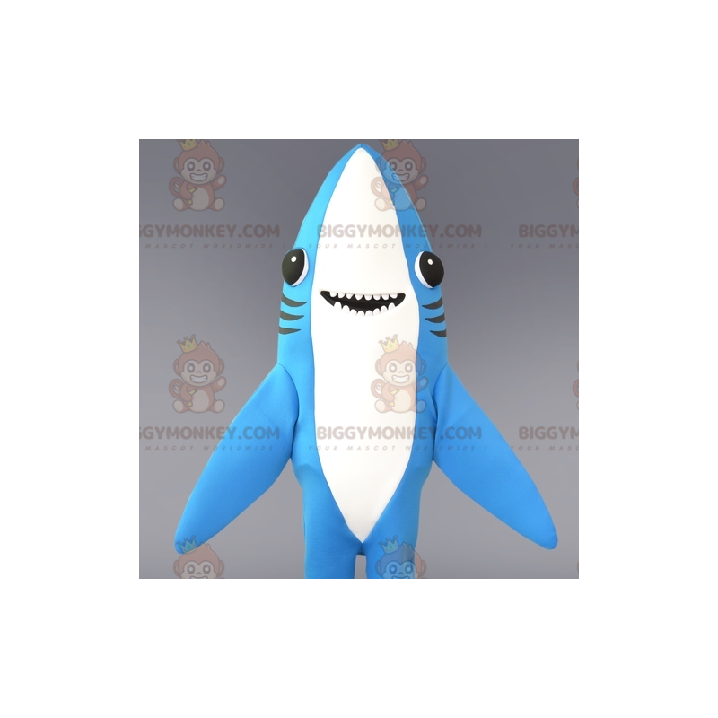 Divertente costume mascotte BIGGYMONKEY™ squalo bianco e blu -