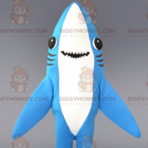 Costume de mascotte BIGGYMONKEY™ de requin bleu et blanc très