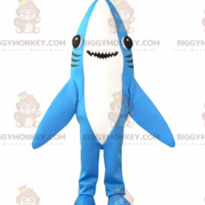 Costume de mascotte BIGGYMONKEY™ de requin bleu et blanc très