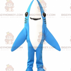 Jättekul blå och vit haj BIGGYMONKEY™ maskotdräkt - BiggyMonkey