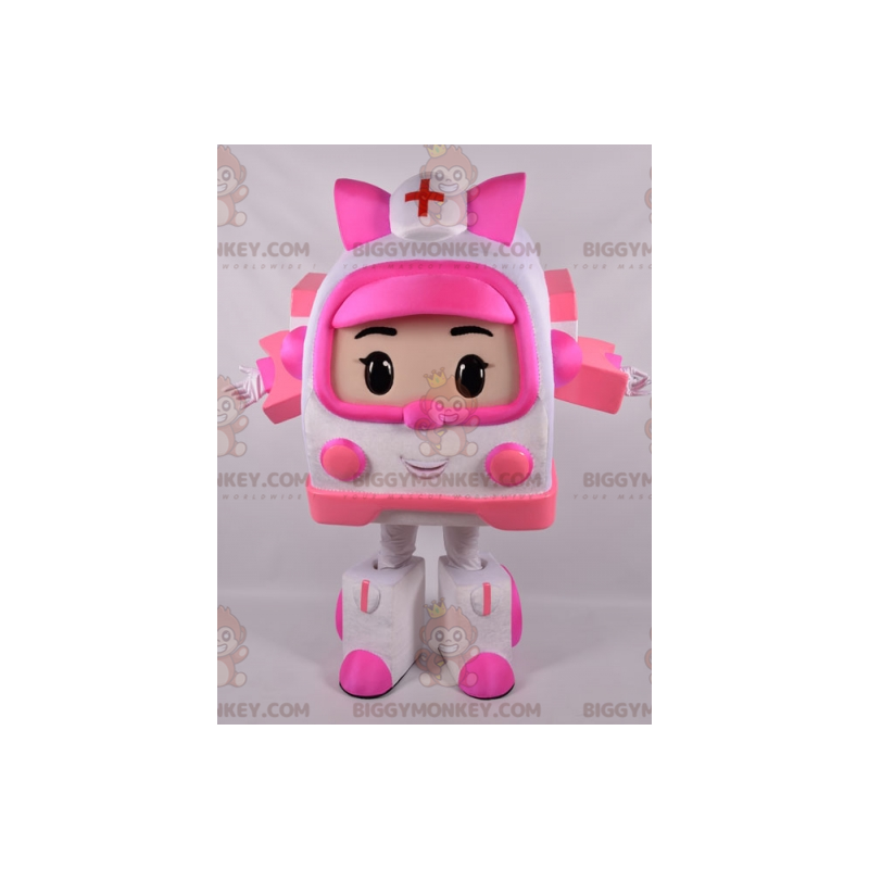 Costume de mascotte BIGGYMONKEY™ d'ambulance blanche et rose