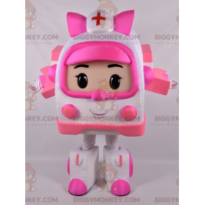 Costume de mascotte BIGGYMONKEY™ d'ambulance blanche et rose