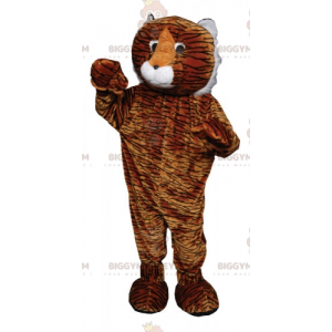 BIGGYMONKEY™ mascottekostuum bruin en wit luipaard met zwarte