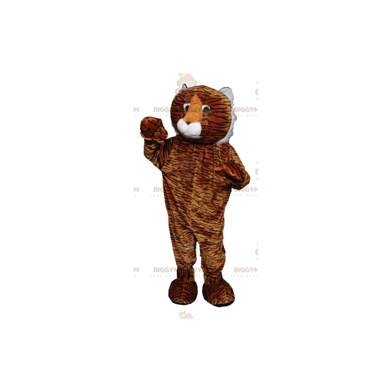 BIGGYMONKEY™ mascottekostuum bruin en wit luipaard met zwarte